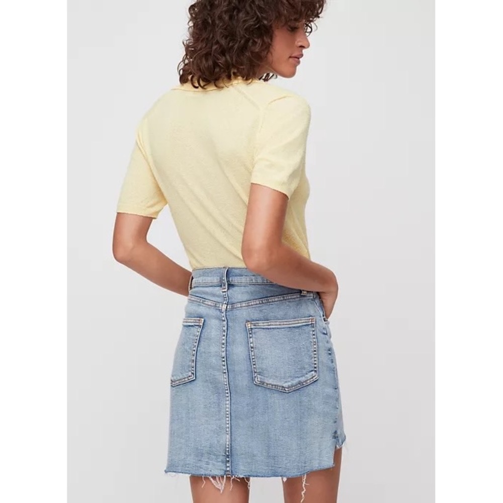 ARITZIA WILFRED FREE Tanit Cut Off Denim Skirt in Vintage Blue Bottle